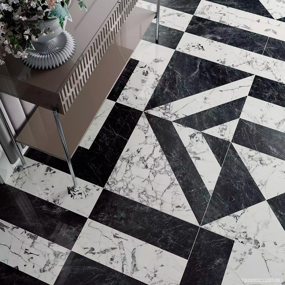 Керамогранит Kerama Marazzi Бьянко Неро белый чёрный лаппатированный 60x119,5 Белый, фото 3