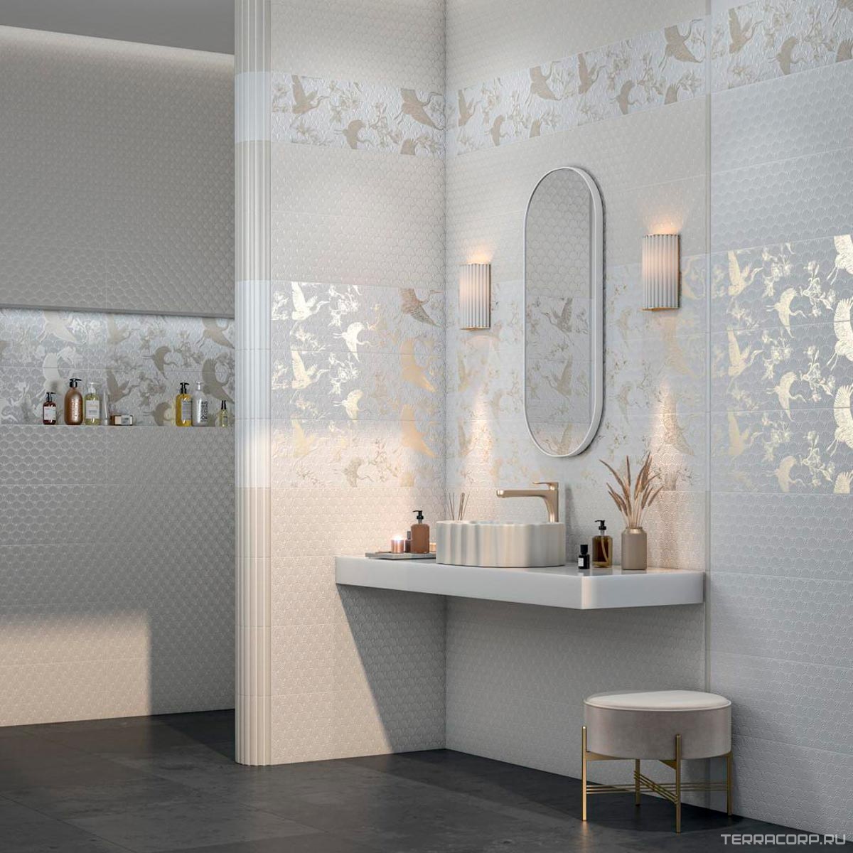 Керамическая плитка Kerama Marazzi Гарса структура бежевый светлый обрезной 25х75 Бежевый, фото 1