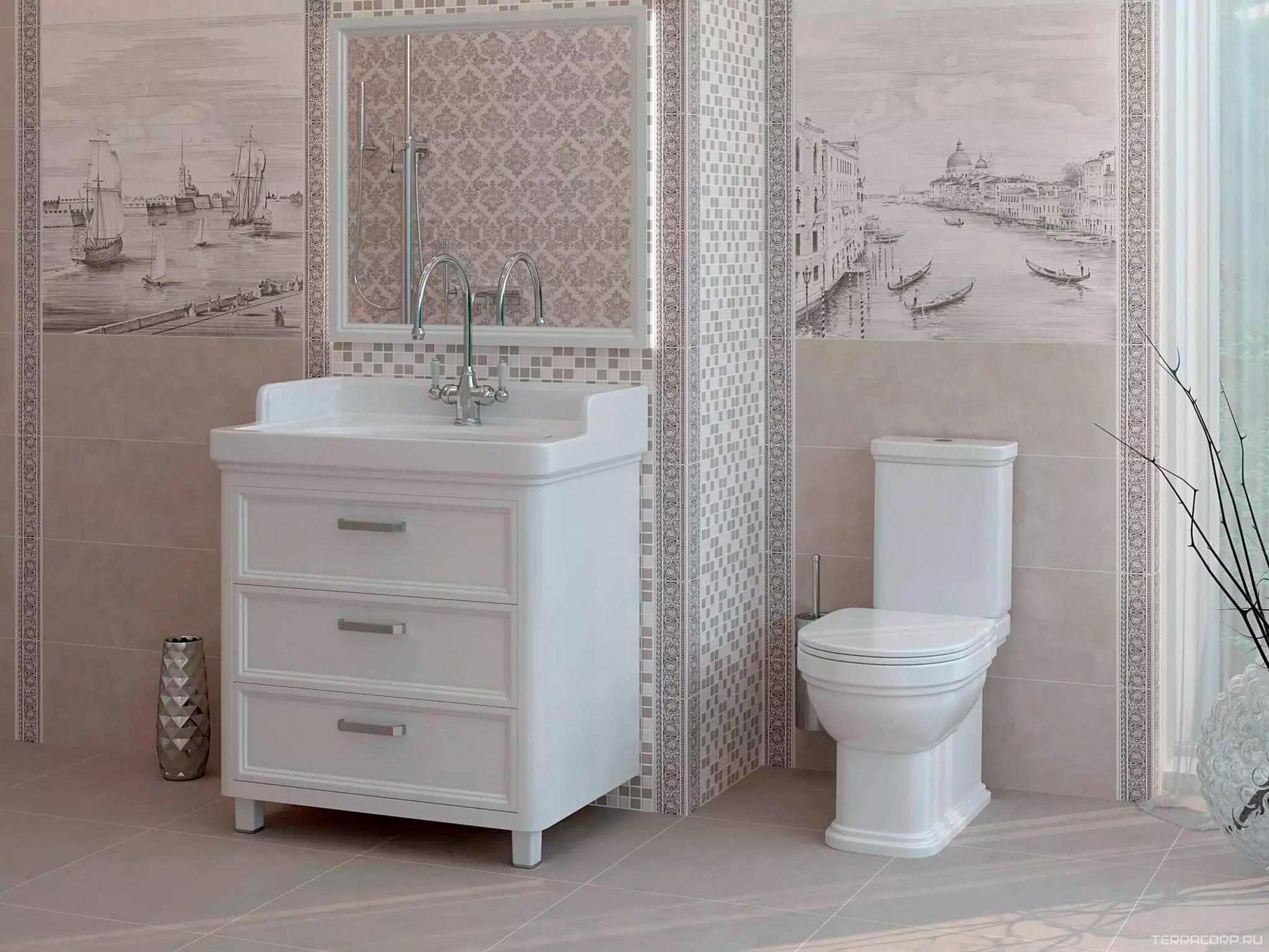 Керамическая плитка Kerama Marazzi Город на воде серый светлый обрезной ZZ25x75 Серый, фото 1