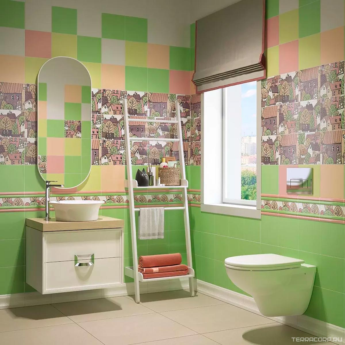 Керамическая плитка Kerama Marazzi Городок Декор 2 матовый 20х20 Комбинированный, фото 6