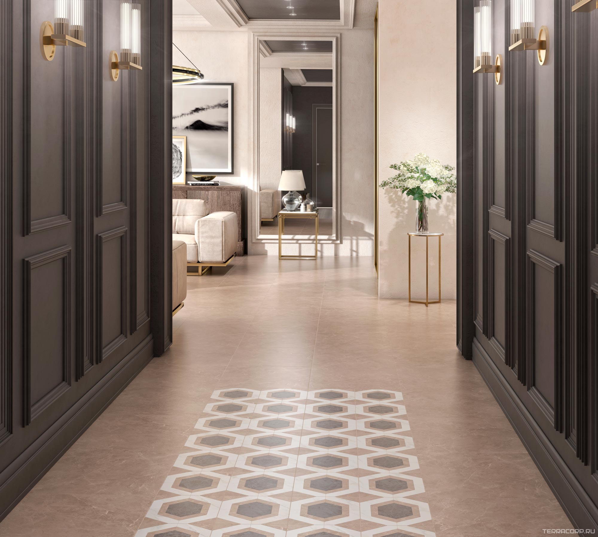 Керамогранит Kerama Marazzi Гран Пале наборный дек. пол набор. 25,1х25,1 ZZ Бежевый, фото 3
