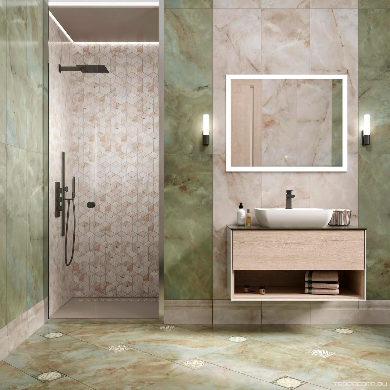 Керамическая плитка Kerama Marazzi Джардини зеленый обрезной 40x120 Зеленый, фото 7