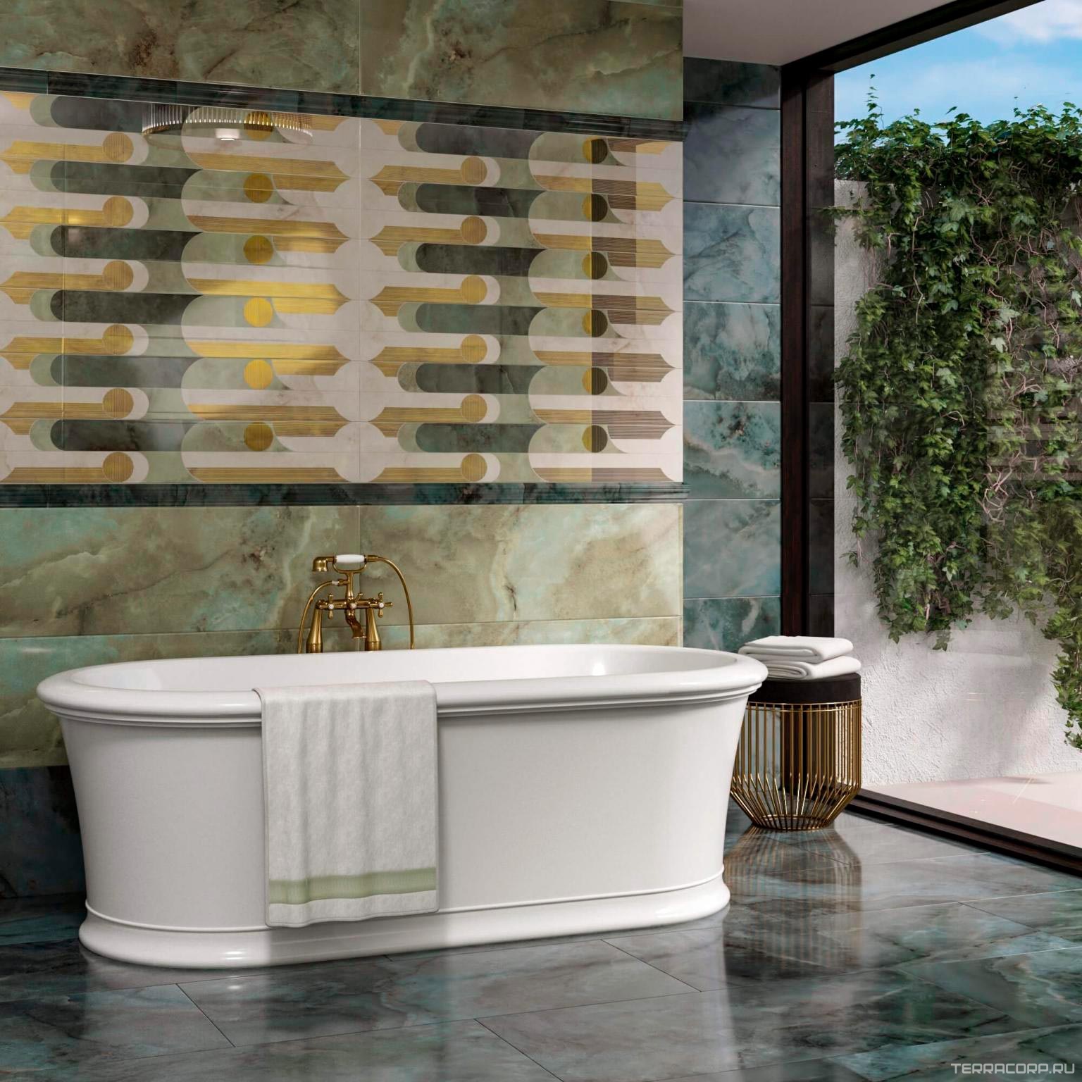 Керамическая плитка Kerama Marazzi Джардини зеленый обрезной 40x120 Зеленый, фото 6