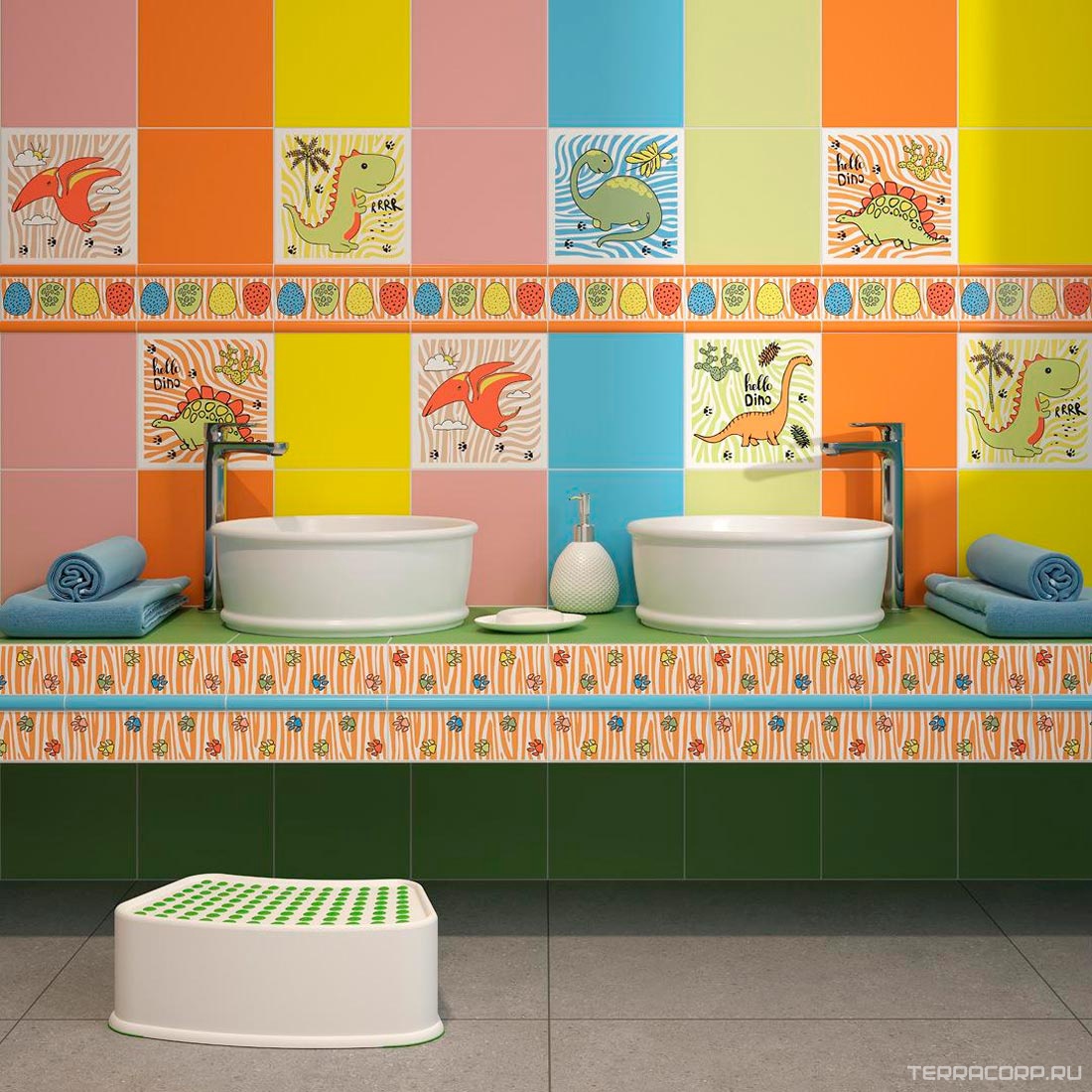 Керамическая плитка Kerama Marazzi Динозаврики Декор 5 матовый 20х20 Комбинированный, фото 7