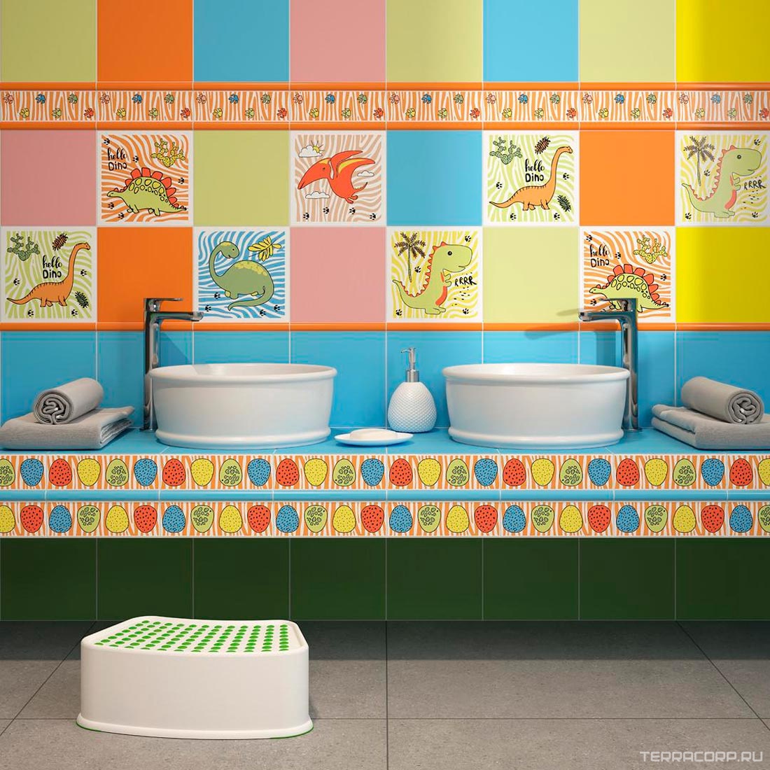 Керамическая плитка Kerama Marazzi Динозаврики Декор 4 матовый 20х20 Комбинированный, фото 7