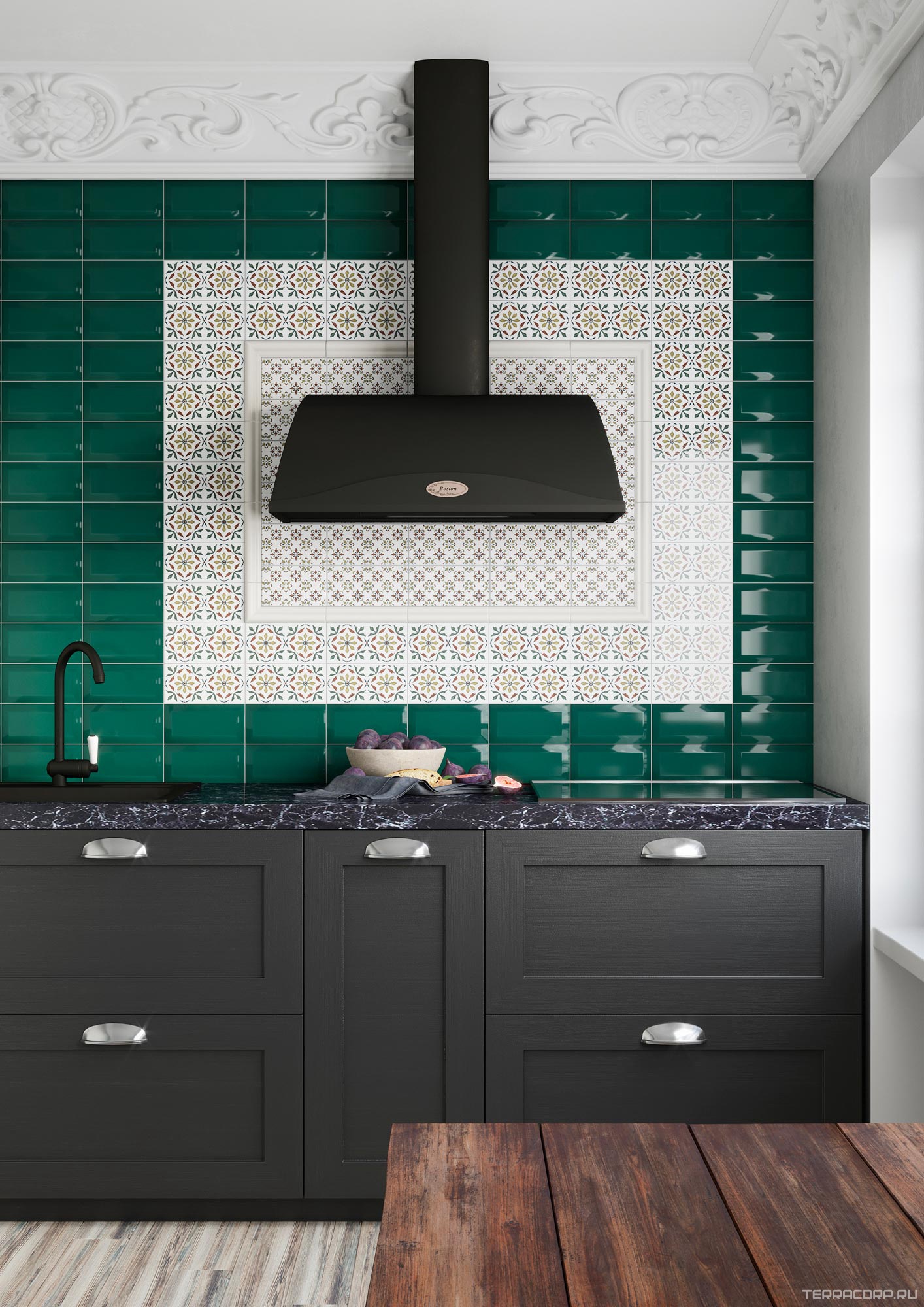 Керамическая плитка Kerama Marazzi Клемансо зеленый темный грань 7.4x15 Зеленый, фото 4
