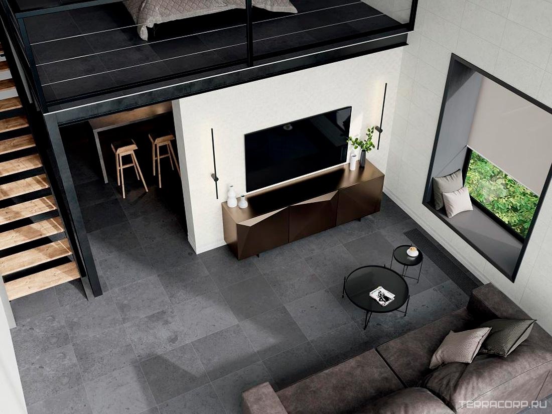 Керамогранит Kerama Marazzi Лаймстоун Про серый темный натуральный обрезной 60х60 Серый, фото 5