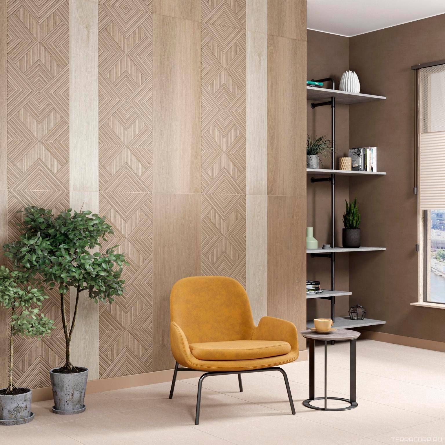 Керамическая плитка Kerama Marazzi Ламбро бежевый структура обрезной 40x120 Бежевый, фото 5