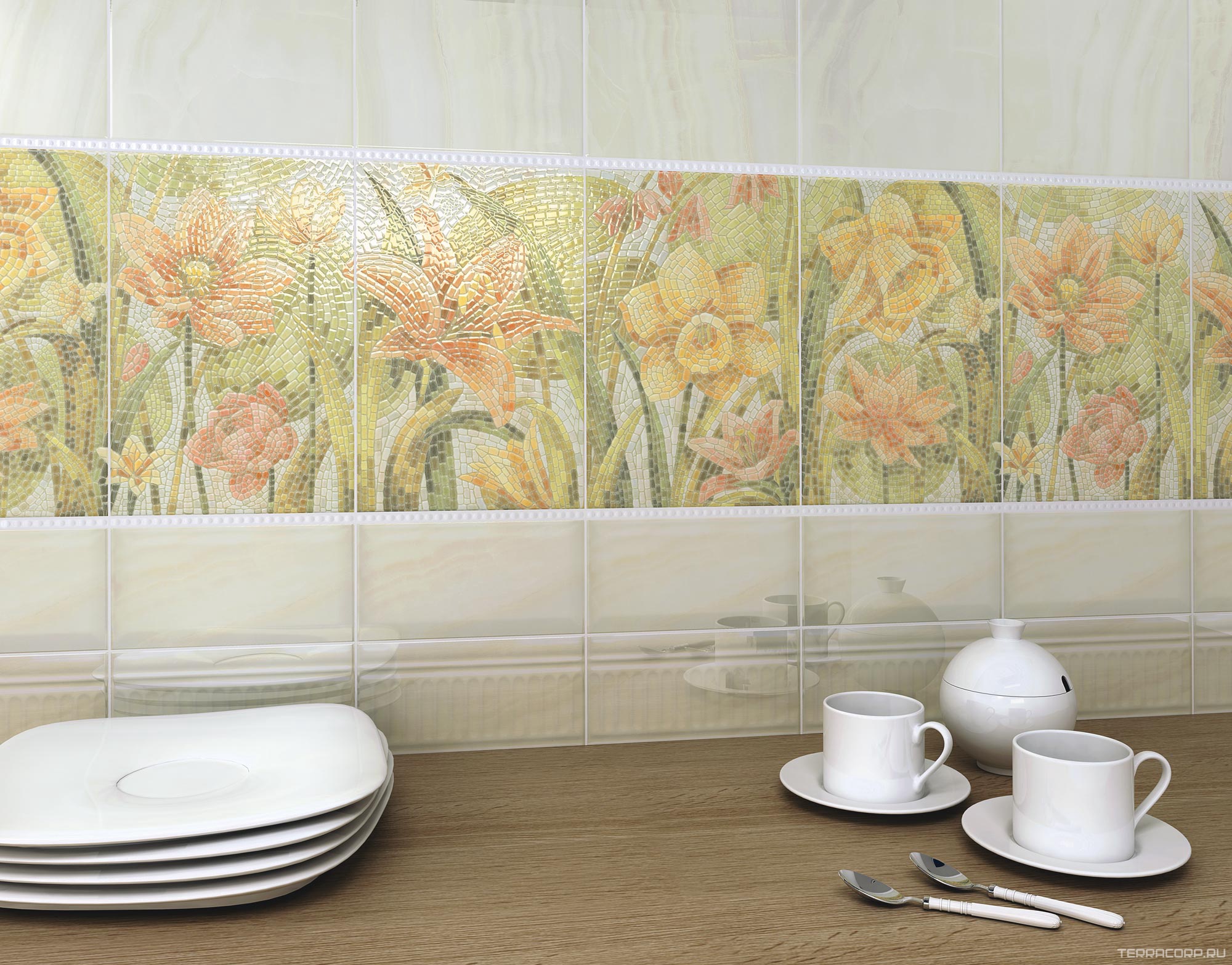 Керамогранит Kerama Marazzi Летний сад Декор Лилии А146 XX20x30 Зеленый, фото 1