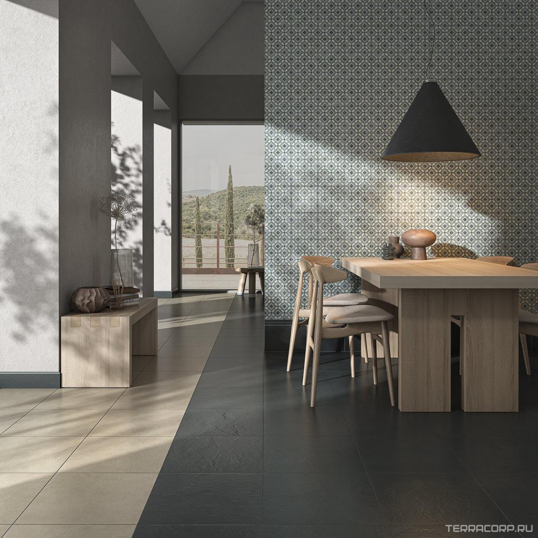 Керамогранит Kerama Marazzi Про Чементо антрацит матовый обрезной 40.2x40.2 Черный, фото 4