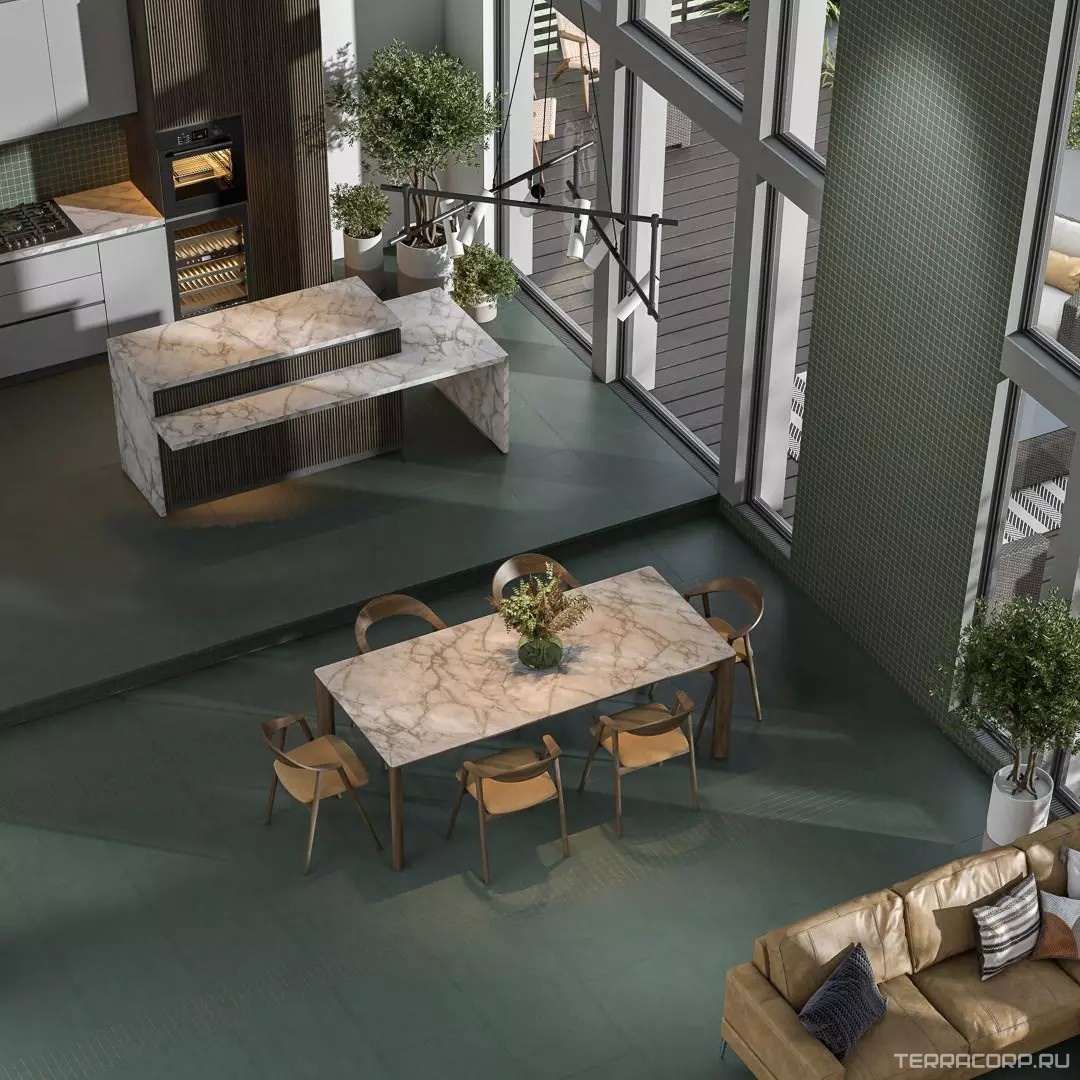 Керамогранит Kerama Marazzi Про Чементо зелёный матовый обрезной 40.2x40.2 Зеленый, фото 4