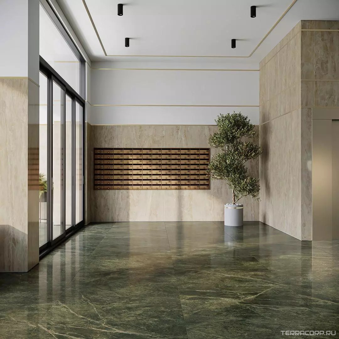 Керамогранит Kerama Marazzi Риальто Нобиле Панно 1 зелёный лаппатированный обрезной 119,5x238,5 Комбинированный, фото 4
