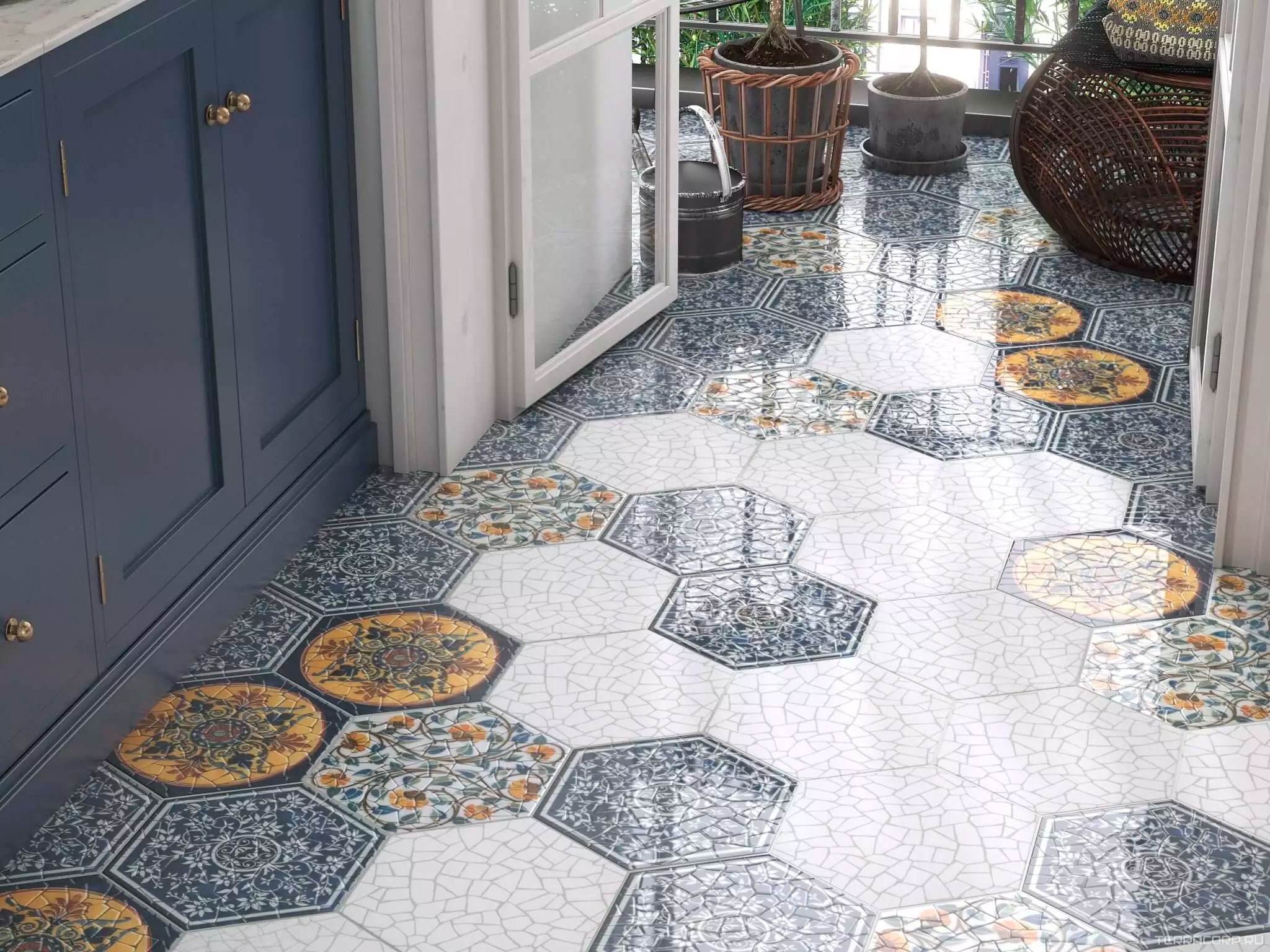 Керамогранит Kerama Marazzi Парк Гуэля Декор лаппатированный ХХ29x33.4 Комбинированный, фото 1