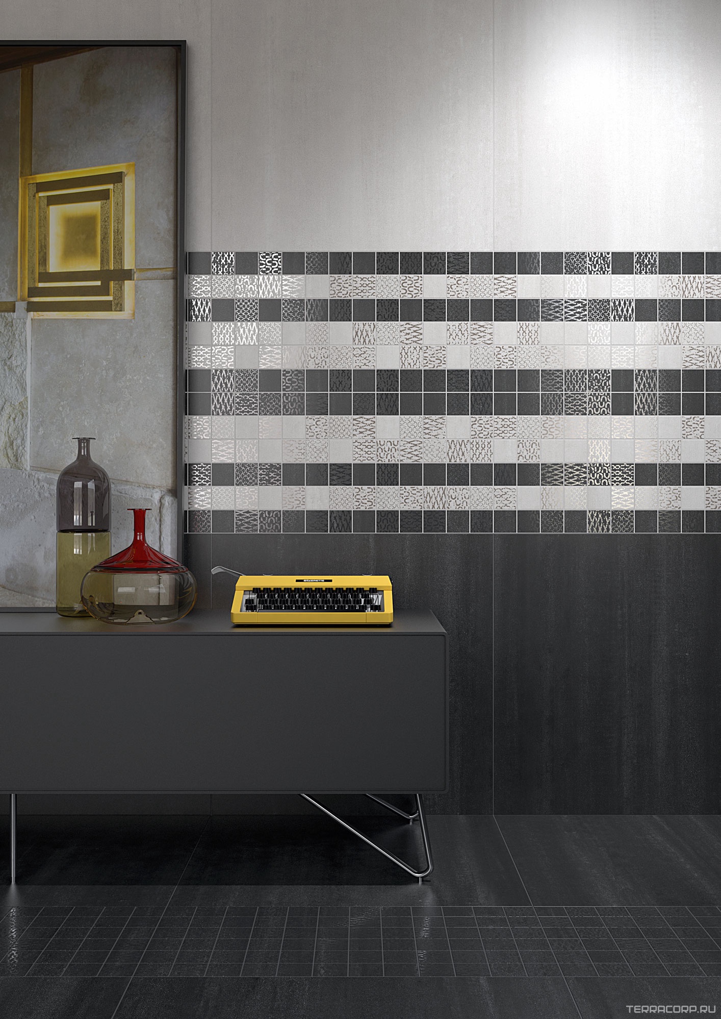 Керамогранит Kerama Marazzi Про Дабл черный дек. моз. гр. 30х30 ZZ Черный, фото 2
