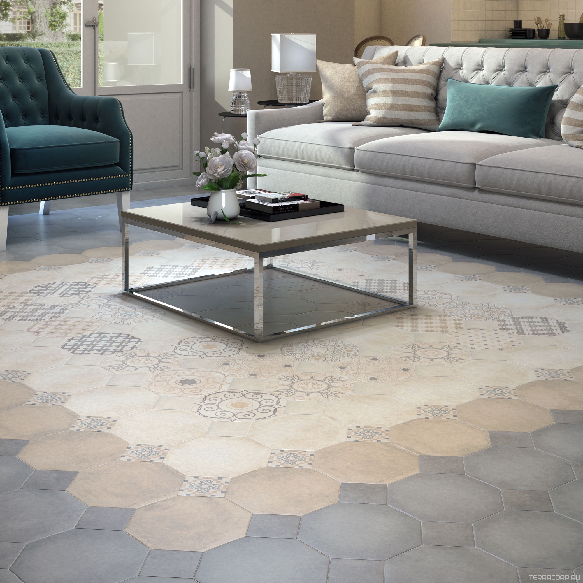 Керамогранит Kerama Marazzi Пьяцетта орнамент24x24 Бежевый, фото 4