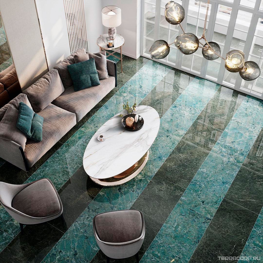 Керамогранит Kerama Marazzi Риальто зеленый лаппатированный KL 60x119.5 Зеленый, фото 1