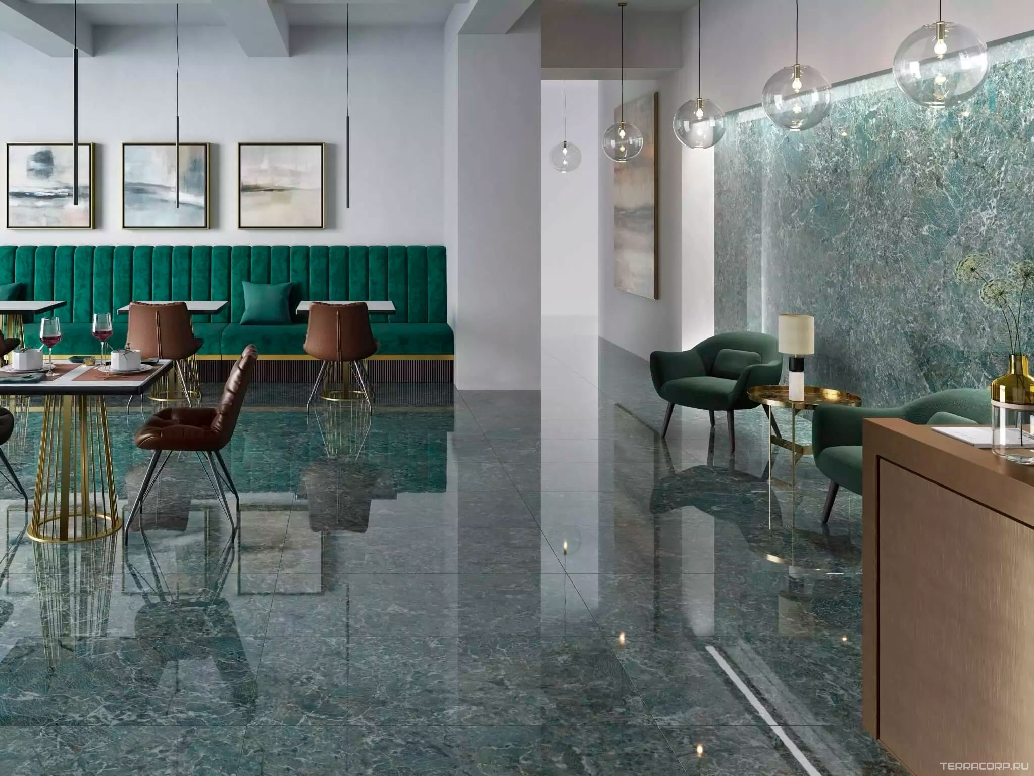 Керамогранит Kerama Marazzi Риальто зеленый лаппатированный KL 60x119.5 Зеленый, фото 2