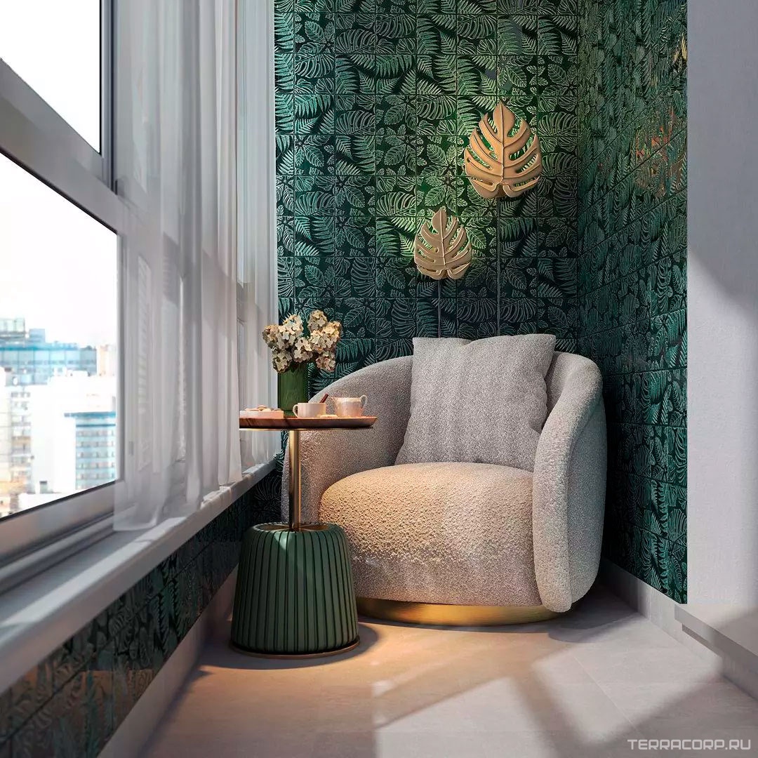 Керамическая плитка Kerama Marazzi Сантана Декор 1 структура зеленый темный глянцевый 15х15 Зеленый, фото 7