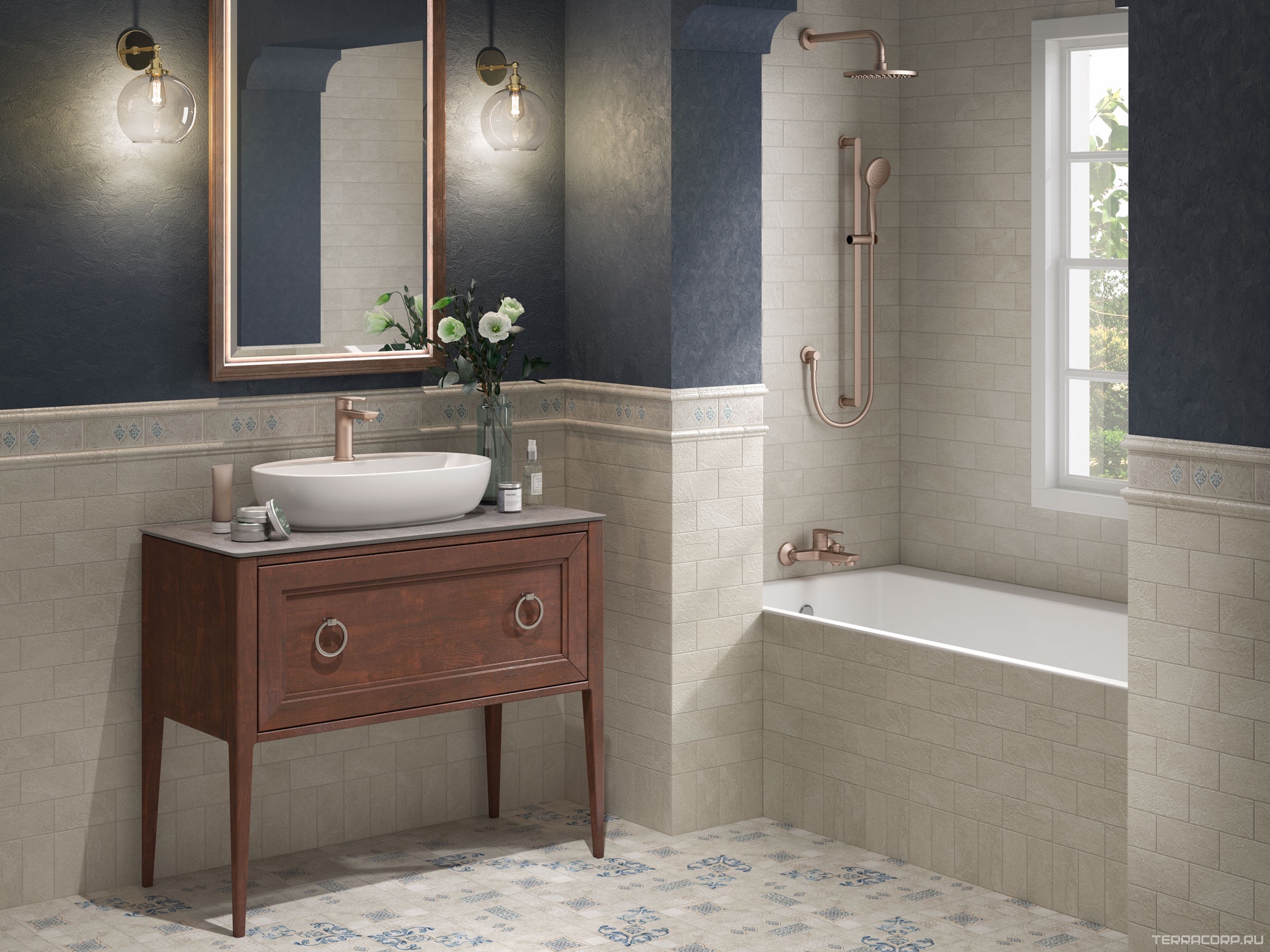 Керамическая плитка Kerama Marazzi Сиена Декор 2 матовый 7,4х15 Серый, фото 4