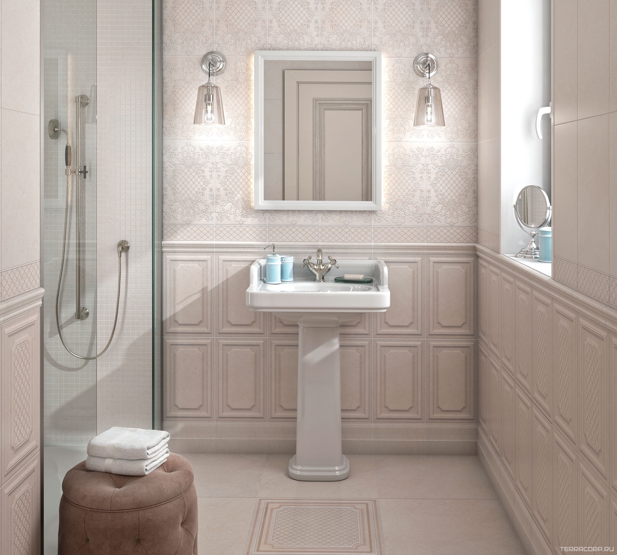 Керамическая плитка Kerama Marazzi Сорбонна Декор панель беж25x40 Бежевый, фото 3