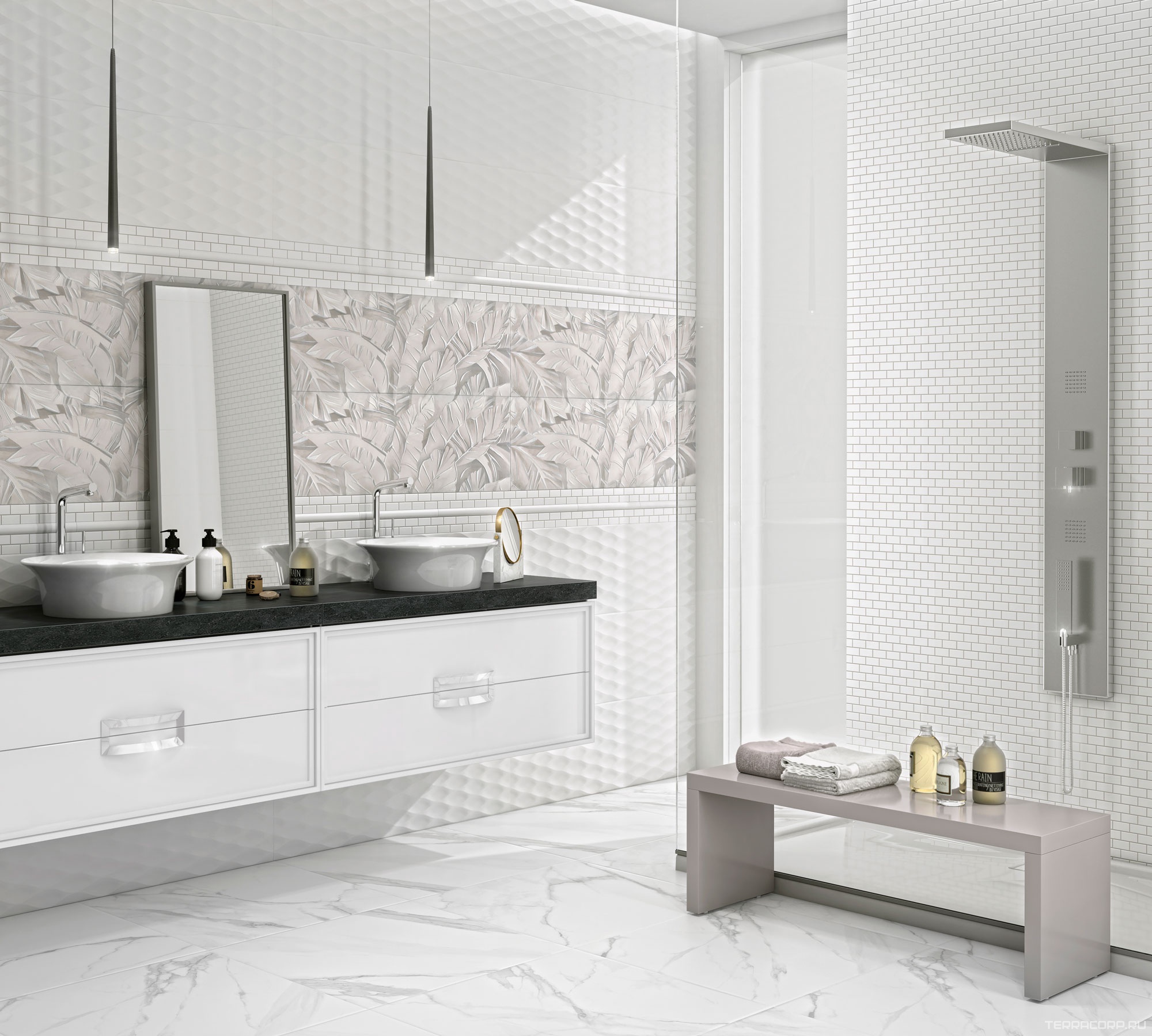 Керамическая плитка Kerama Marazzi Турнон Декор обрезной30x89.5 Белый, фото 3