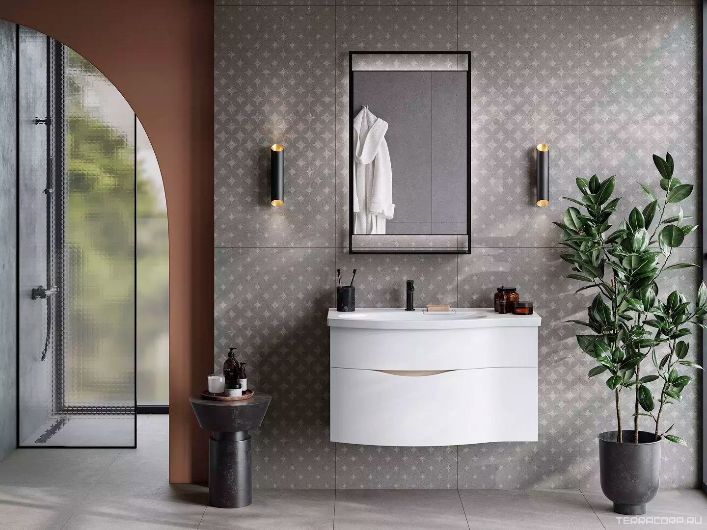 Керамогранит Kerama Marazzi Фондамента Декор серый орнамент ZZ60x119.5 Серый, фото 1