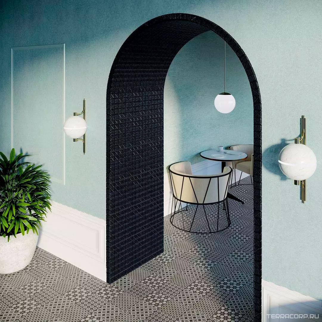Керамогранит Kerama Marazzi Фреджио Декор 1 черно-белый20x20 Черный, фото 5