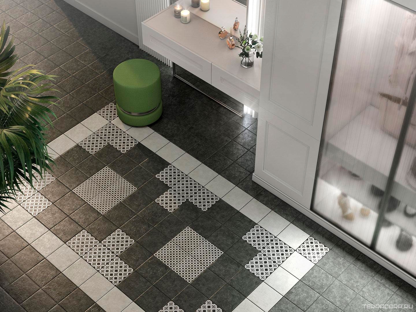 Керамогранит Kerama Marazzi Фреджио Декор 2 черно-белый20x20 Черный, фото 5