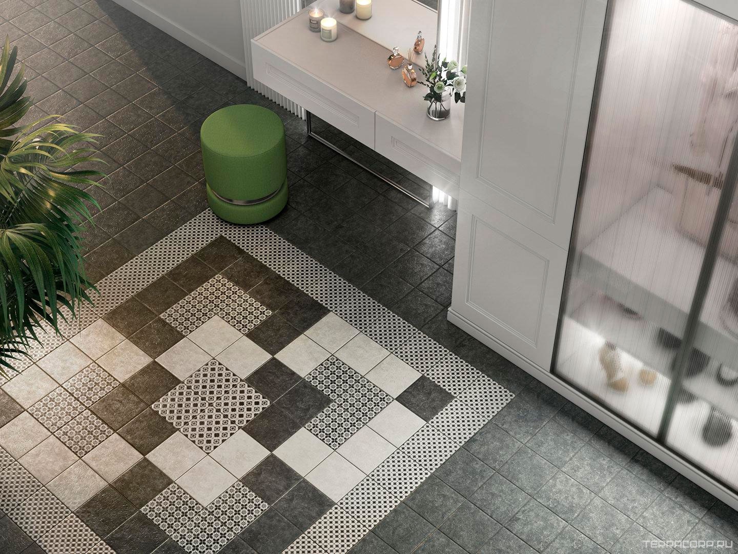 Керамогранит Kerama Marazzi Фреджио Декор 2 черно-белый20x20 Черный, фото 7