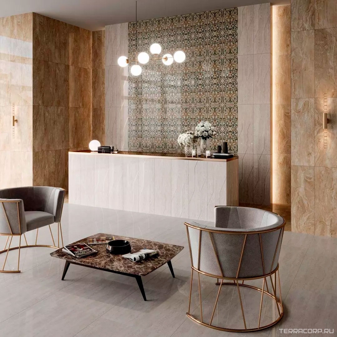 Керамическая плитка Kerama Marazzi Эвора Декор бежевый светлый глянцевый обрезной 30х89,5 Бежевый, фото 2