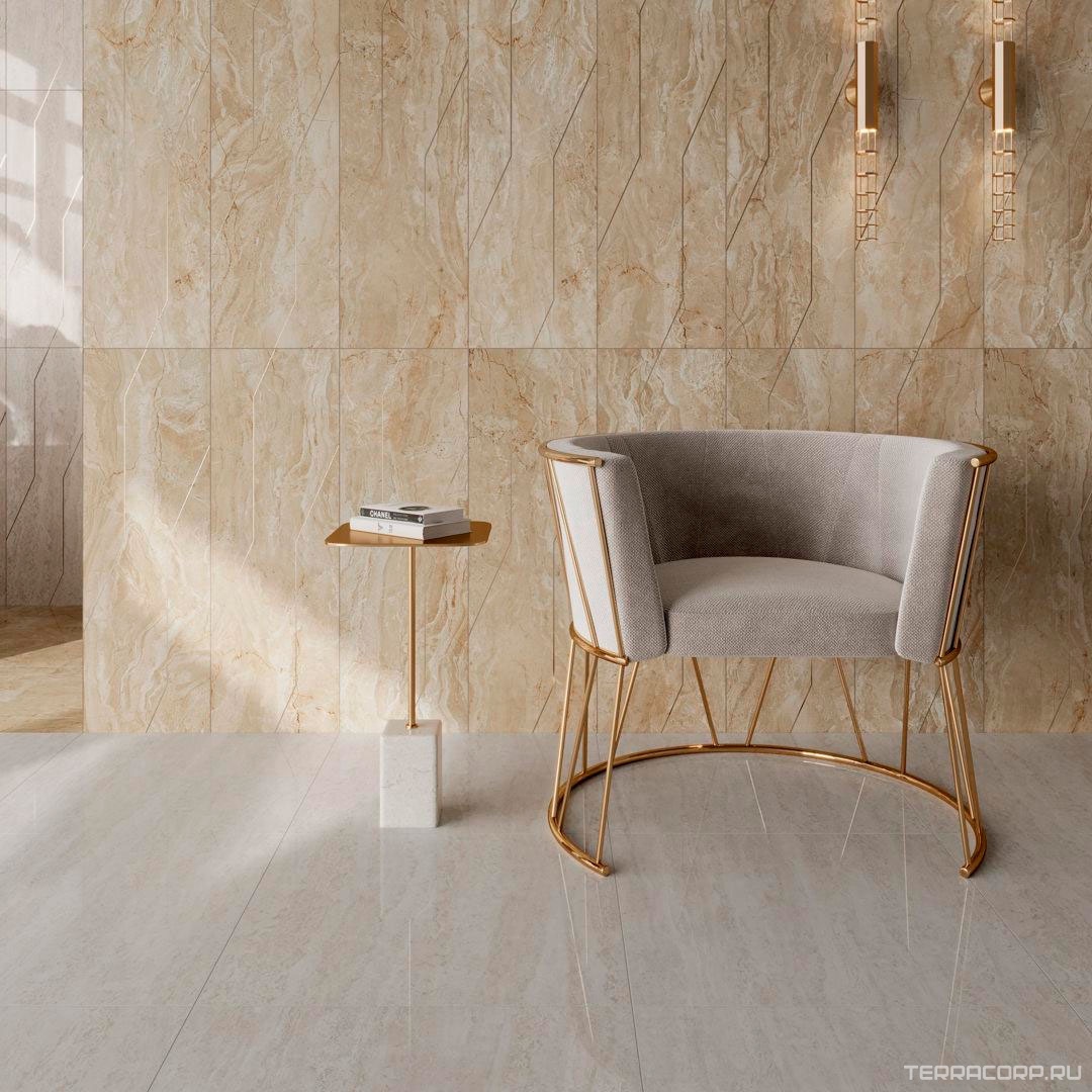 Керамическая плитка Kerama Marazzi Эвора Декор бежевый глянцевый обрезной 30х89,5 Бежевый, фото 1