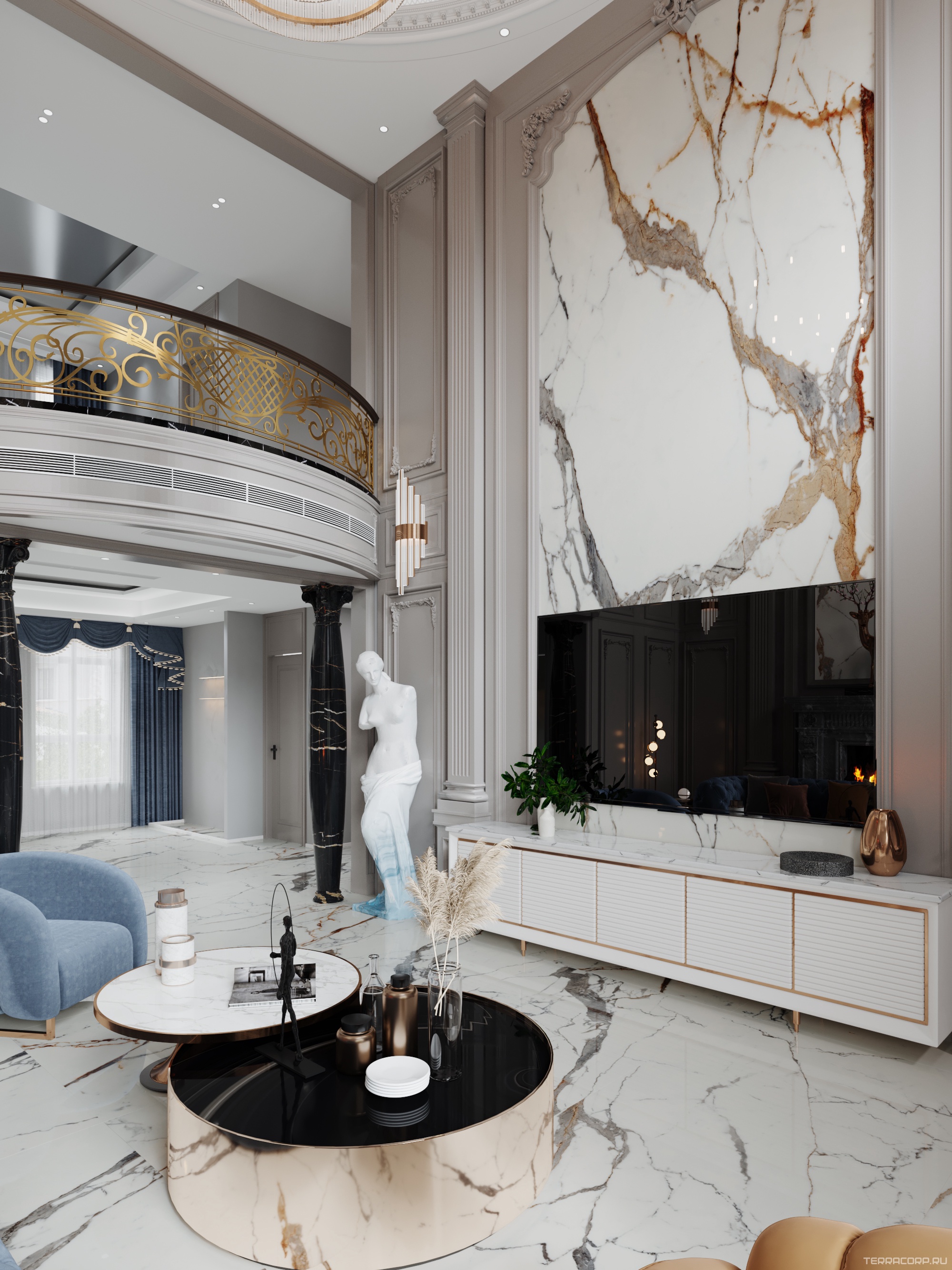 Керамогранит FMAX FMAX 120x270 Luxury Gold White 6 mm glossy 120x270 Белый, фото 1