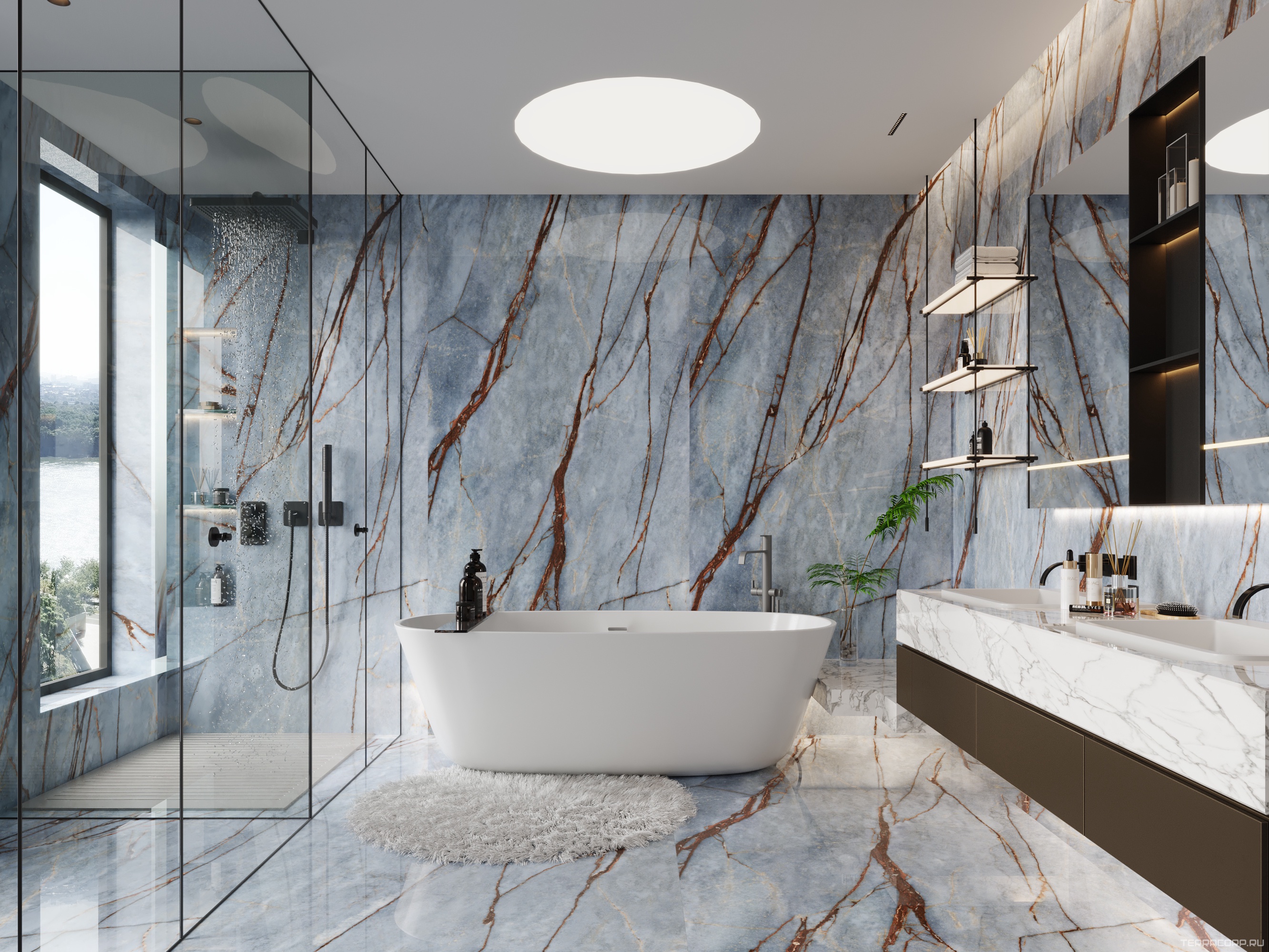 Керамогранит FMAX FMAX 120x270 Elegant Blue 6 mm glossy 120x270 Голубой, фото 1