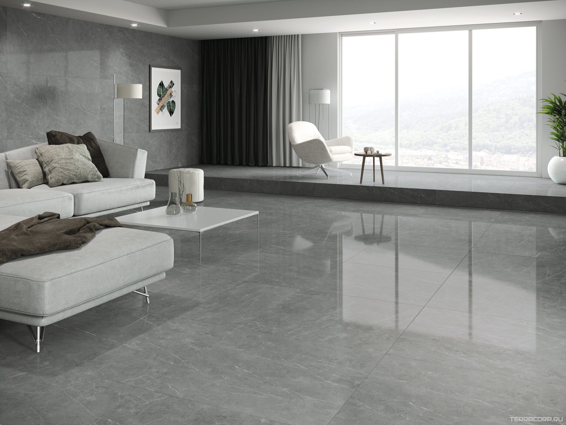 Керамогранит Benadresa Tessino Grey Pulido 60x120 Серый, фото 2