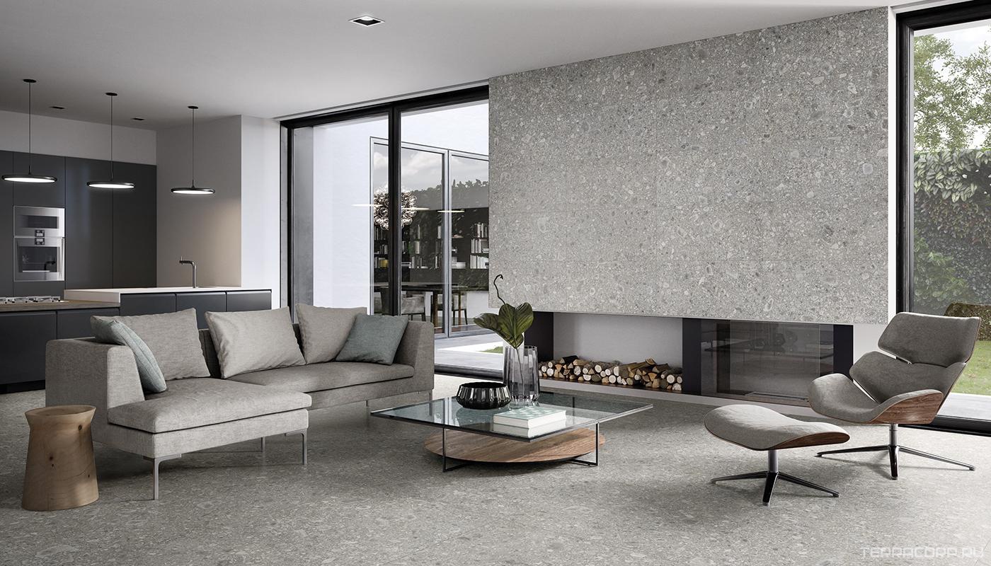 Керамогранит Ergon Lombarda Grigio nat.rett.ZZ60x60 Серый, фото 3