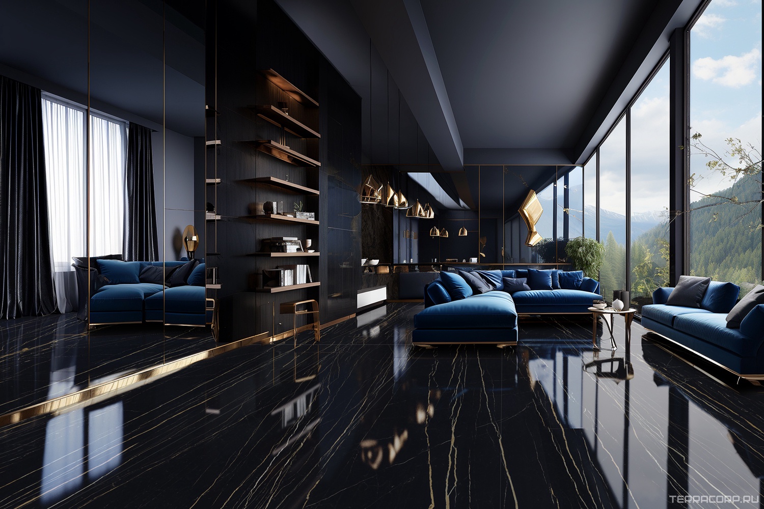Керамогранит FMAX FMAX 120x270 Black Gold 6 mm glossy 120x270 Черный, фото 2