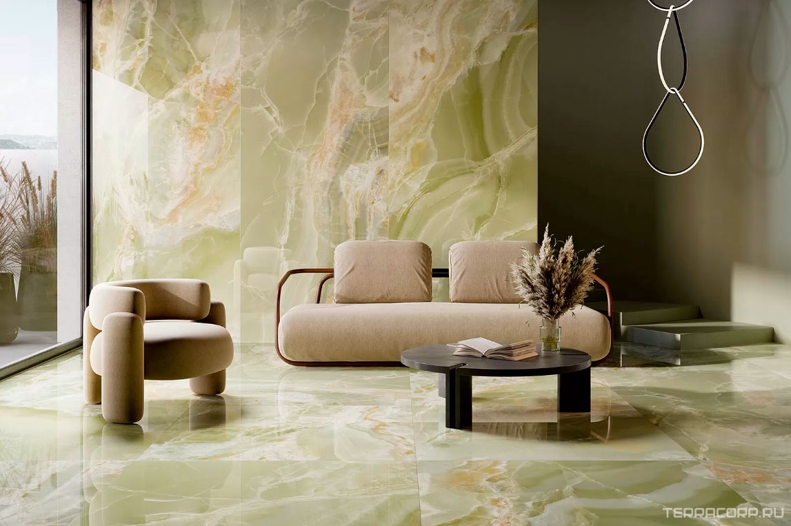 Керамогранит COEM ceramiche Onice Effect Jade Green pol.( п.п.) 120x120 Зеленый, фото 1