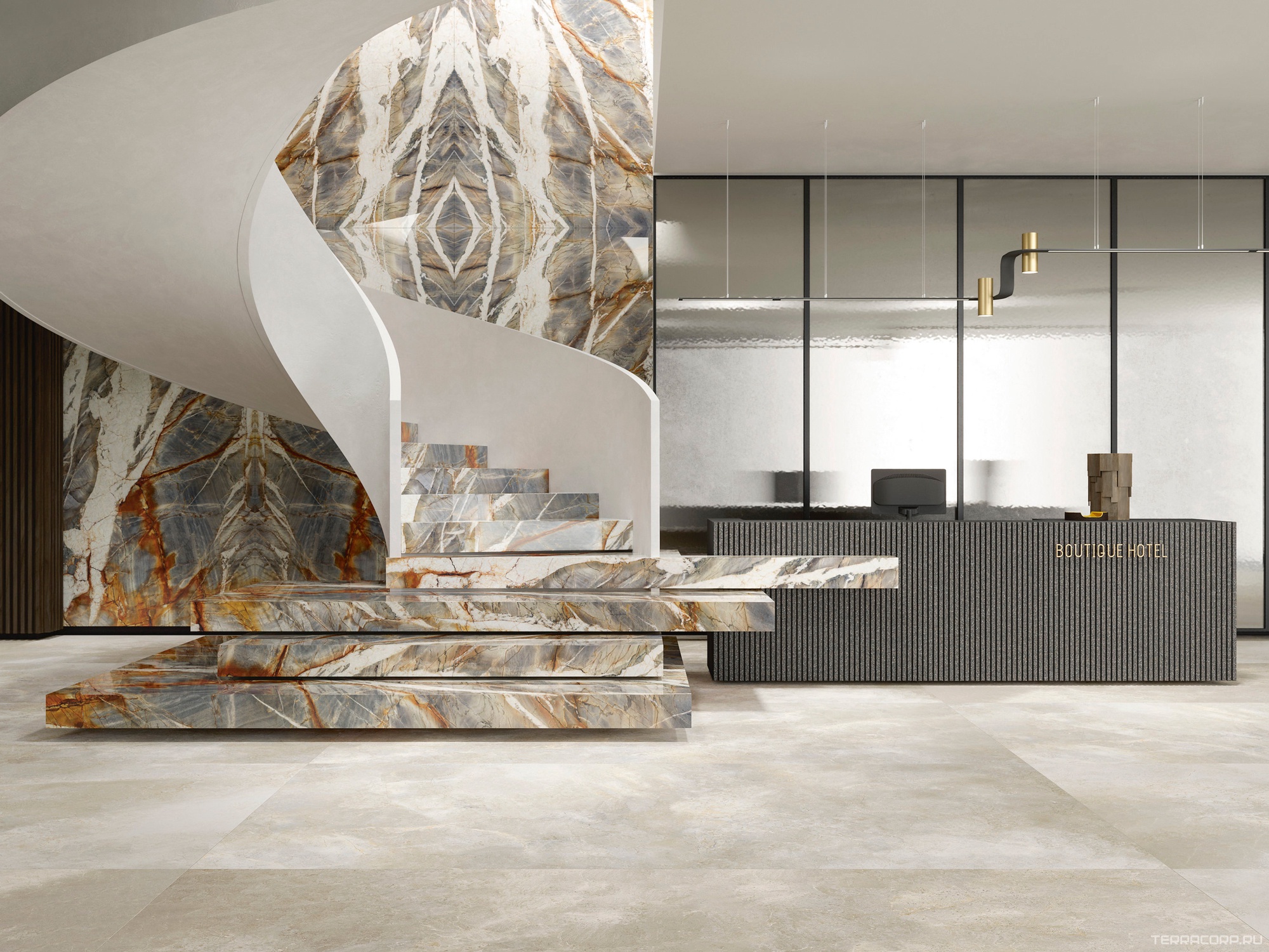 Керамогранит Ariostea Ultra Marmi Blue Tempest Block B Lucidato (Shiny) 6 mm 150x300 Комбинированный, фото 1