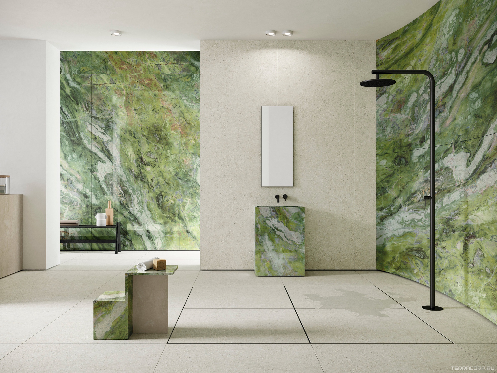 Керамогранит Ariostea Ultra Marmi Brilliant Green Lucidato (Shiny) 6 mm 150x300 Зеленый, фото 1