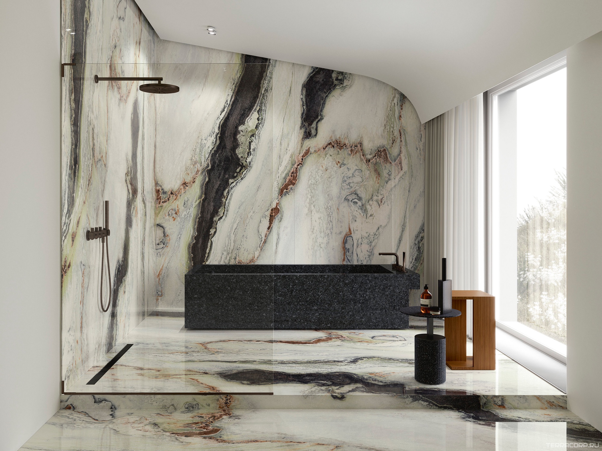 Керамогранит Ariostea Ultra Marmi PANDA WHITE Glint 150x300 Комбинированный, фото 1