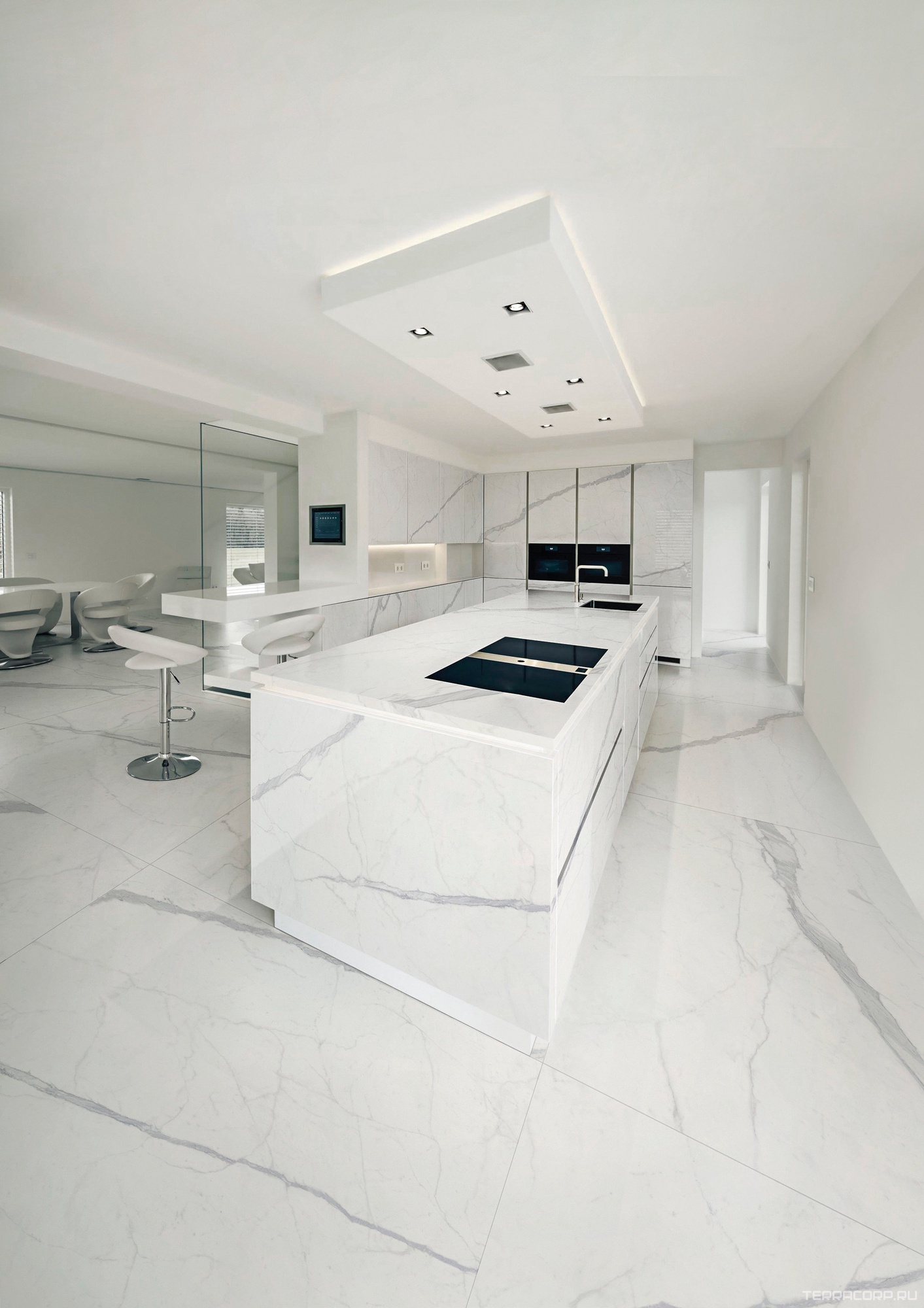 Керамогранит Ariostea Ultra Marmi Statuario Altissimo Lucidato (Shiny) 6 mm 75x150 Комбинированный, фото 1