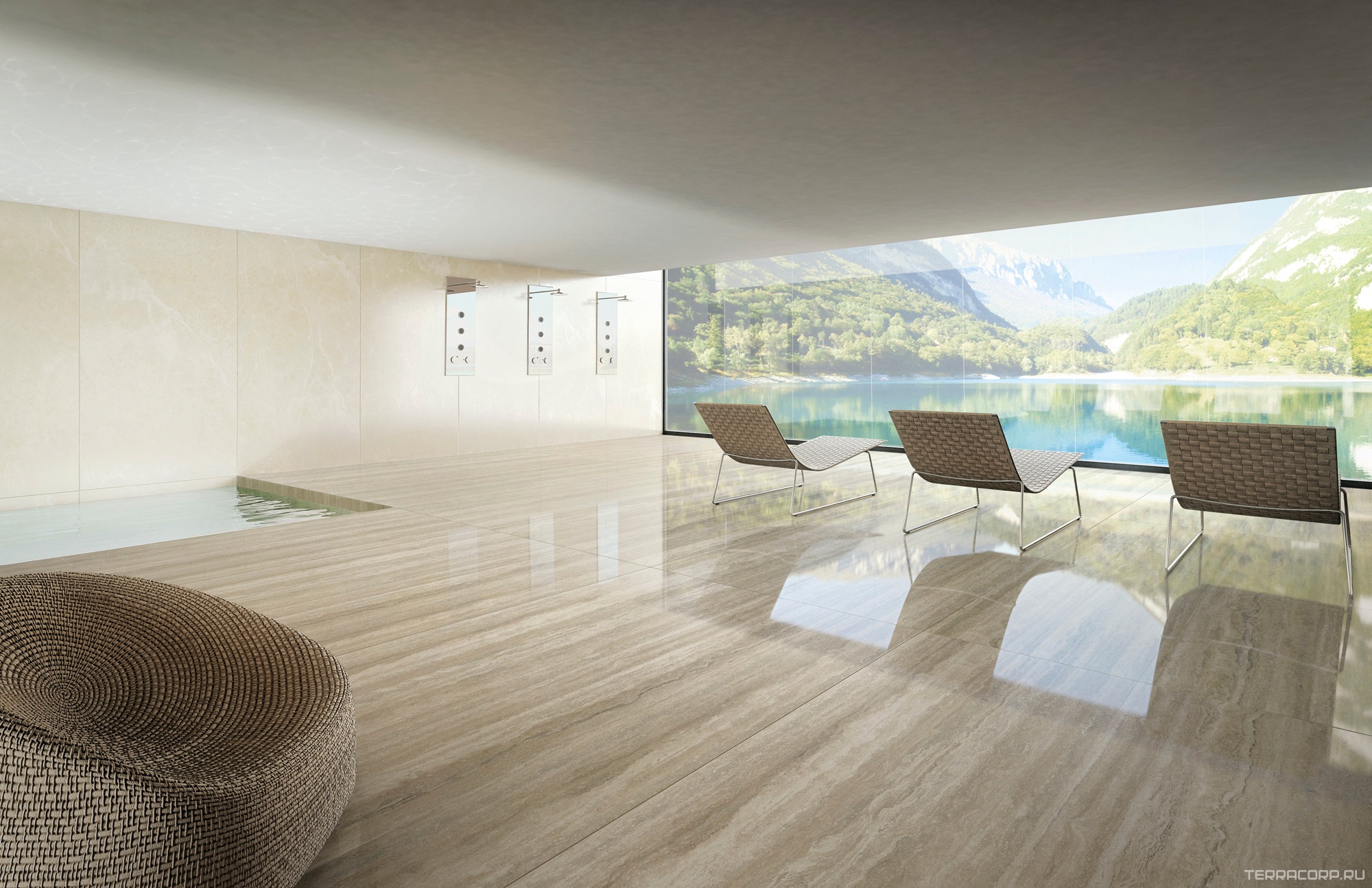 Керамогранит Ariostea Ultra Marmi Travertino Santa Caterina Lucidato (Shiny) 6 mm 150x300 Комбинированный, фото 1