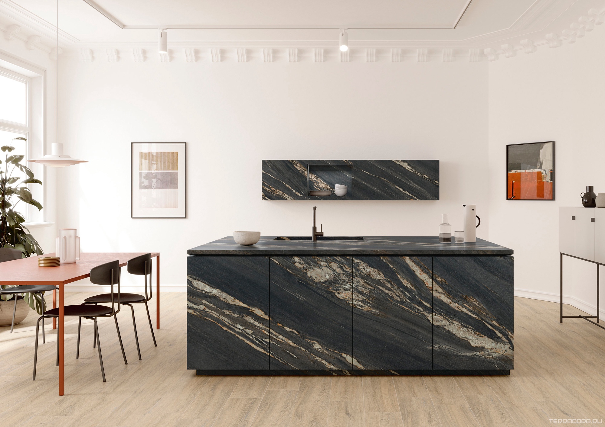 Керамогранит Ariostea Ultra Marmi Tropical Black Lev Silk 6 mm 150x300 Черный, фото 1