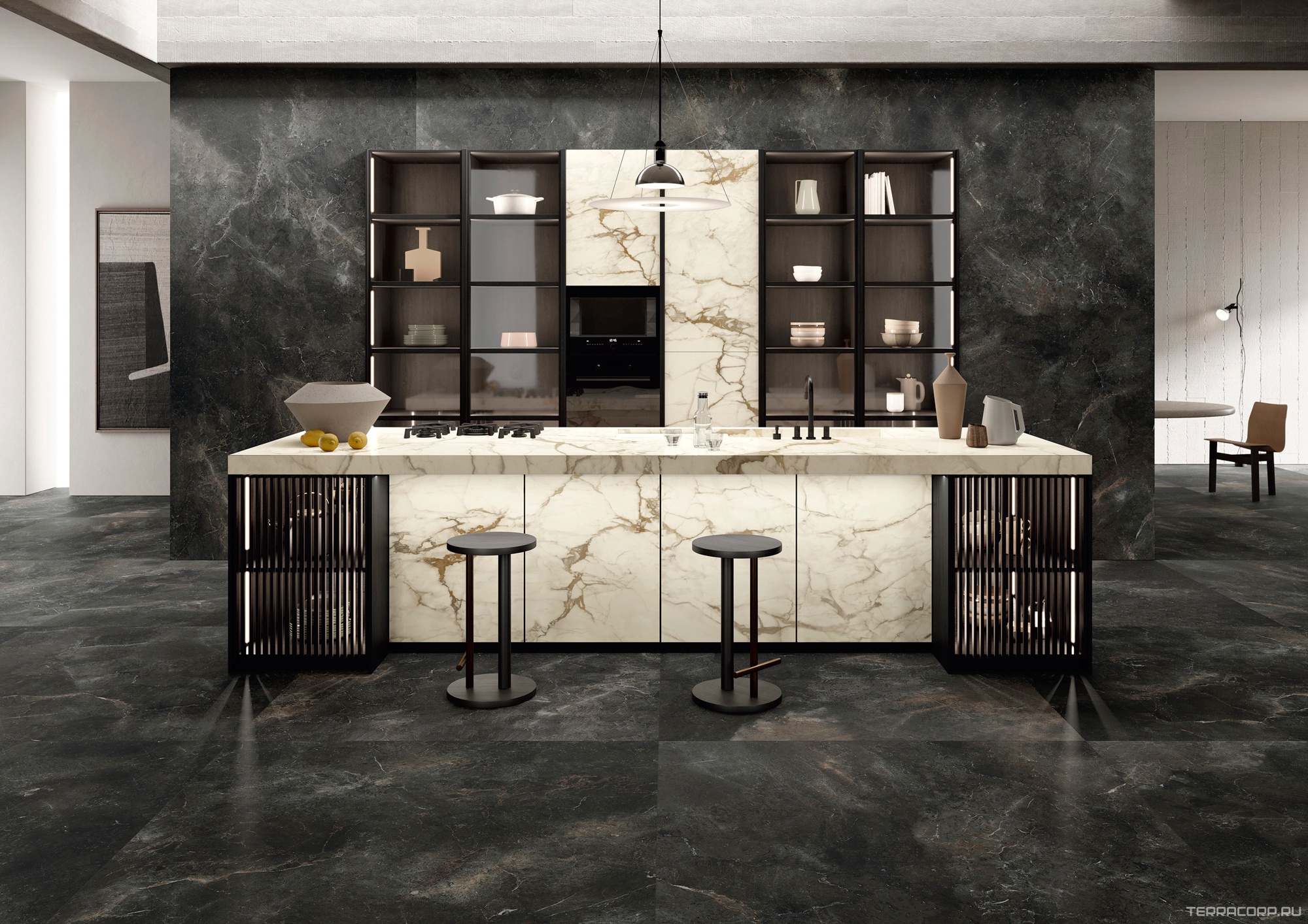Керамогранит Ariostea Ultra Pietre INFINITY BLACK Prelucidato (Soft) 150x300 Черный, фото 1