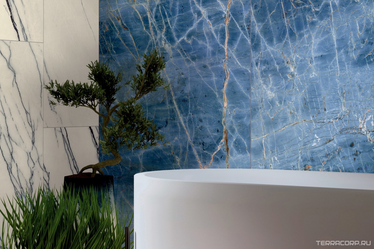 Керамогранит Gardenia Orchidea La Marmoteca Blue Denim Lux 120x280 Бежевый, фото 2
