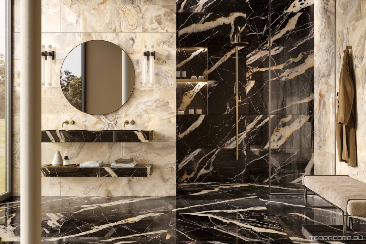 Керамогранит Gardenia Orchidea La Marmoteca Golden Carbon Lux 120x280 Черный, фото 2