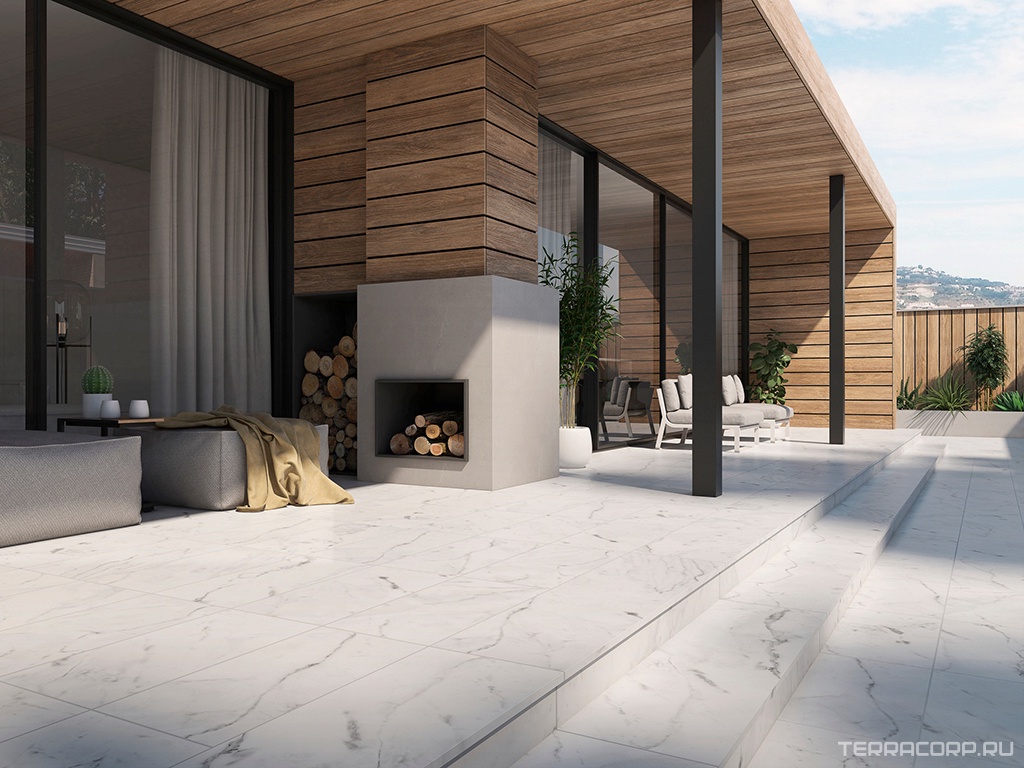 Ступени Gres de Aragon Marble Peldano Recto Carrara Blanco Anti Slip ZZ119,7x31.5x14 Белый, фото 1