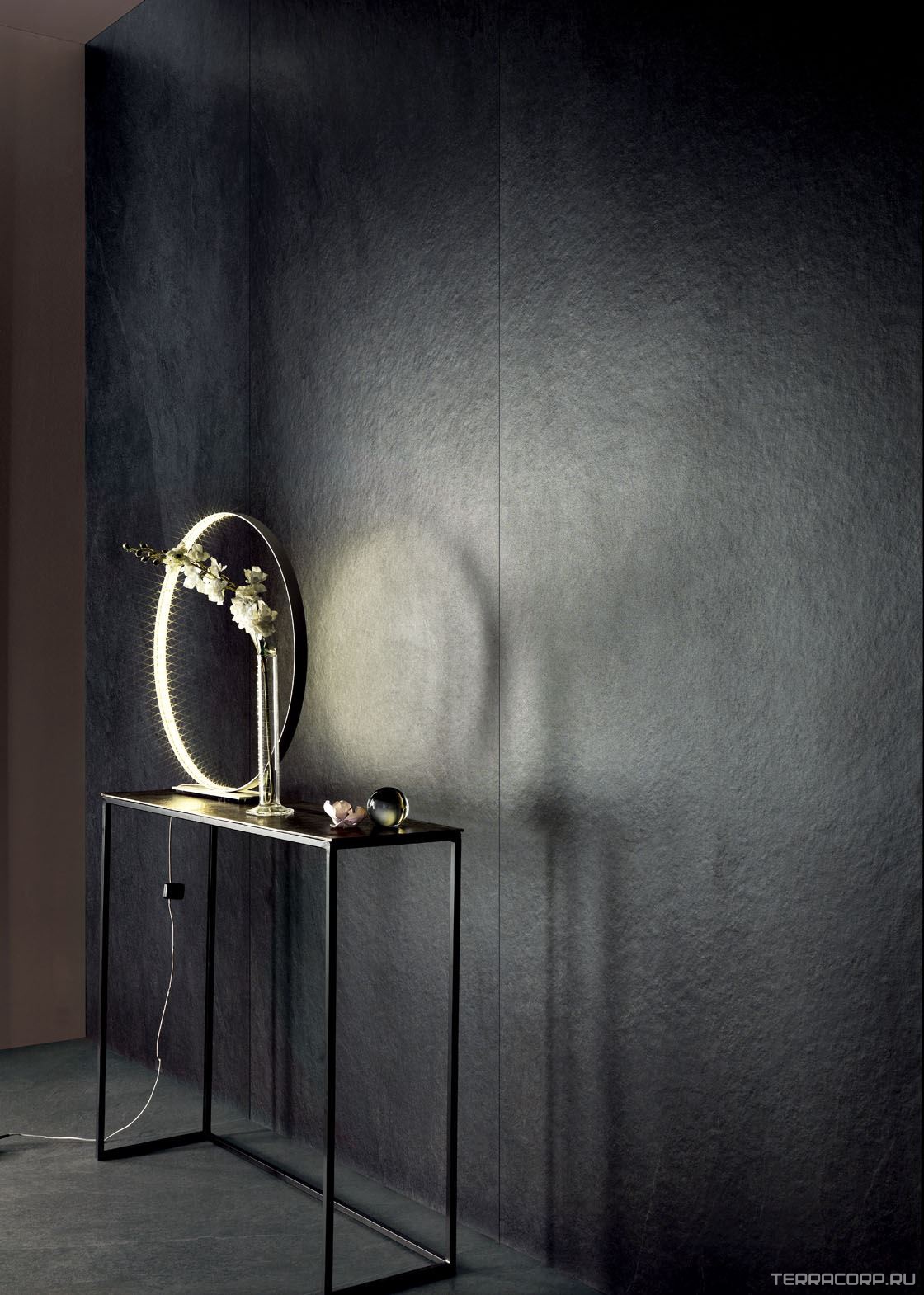 Керамогранит Lea Ceramiche Waterfall Slimtech Dark Flow Nat 5plus 100x300 Черный, фото 4