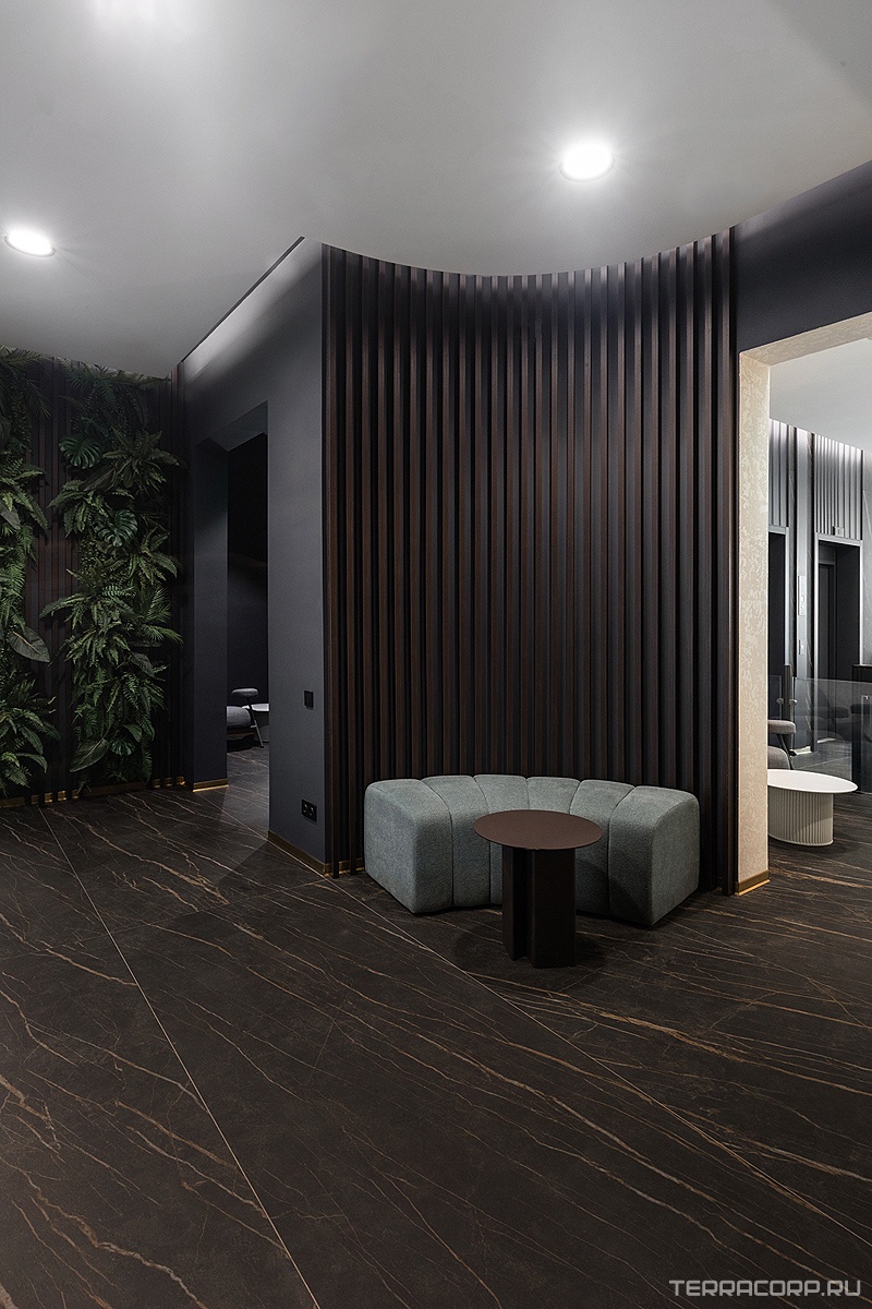 Керамогранит Laminam Rus I Naturali Marmi Noir Desir Bocciardato 5.6 mm 100x300 Черный, фото 2