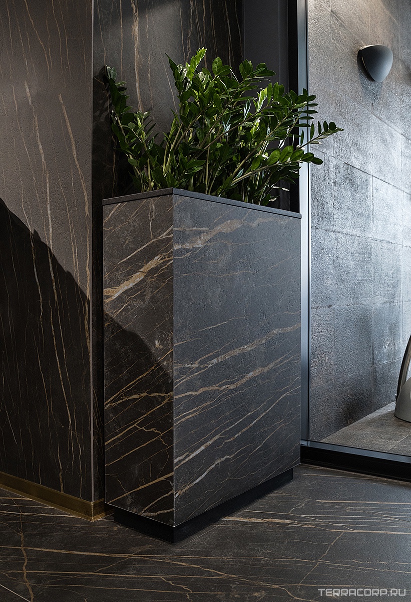 Керамогранит Laminam Rus I Naturali Marmi Noir Desir Bocciardato 5.6 mm 100x300 Черный, фото 1